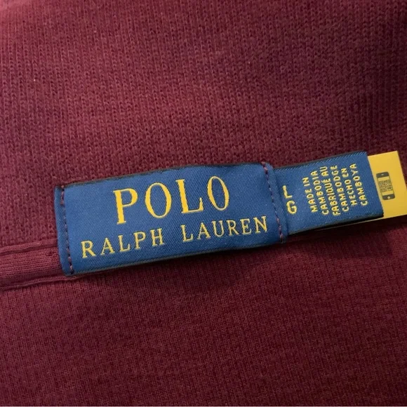 Polo Ralph Lauren Maroon Estate Rib 1/4 Zip Pullover. Mens Size Large. - Picture 4 of 7